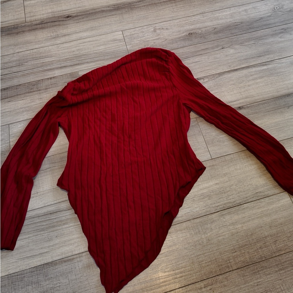 Women’s Red Ribbed Top Versatile and long sleeve. perfect for holiday gatherings